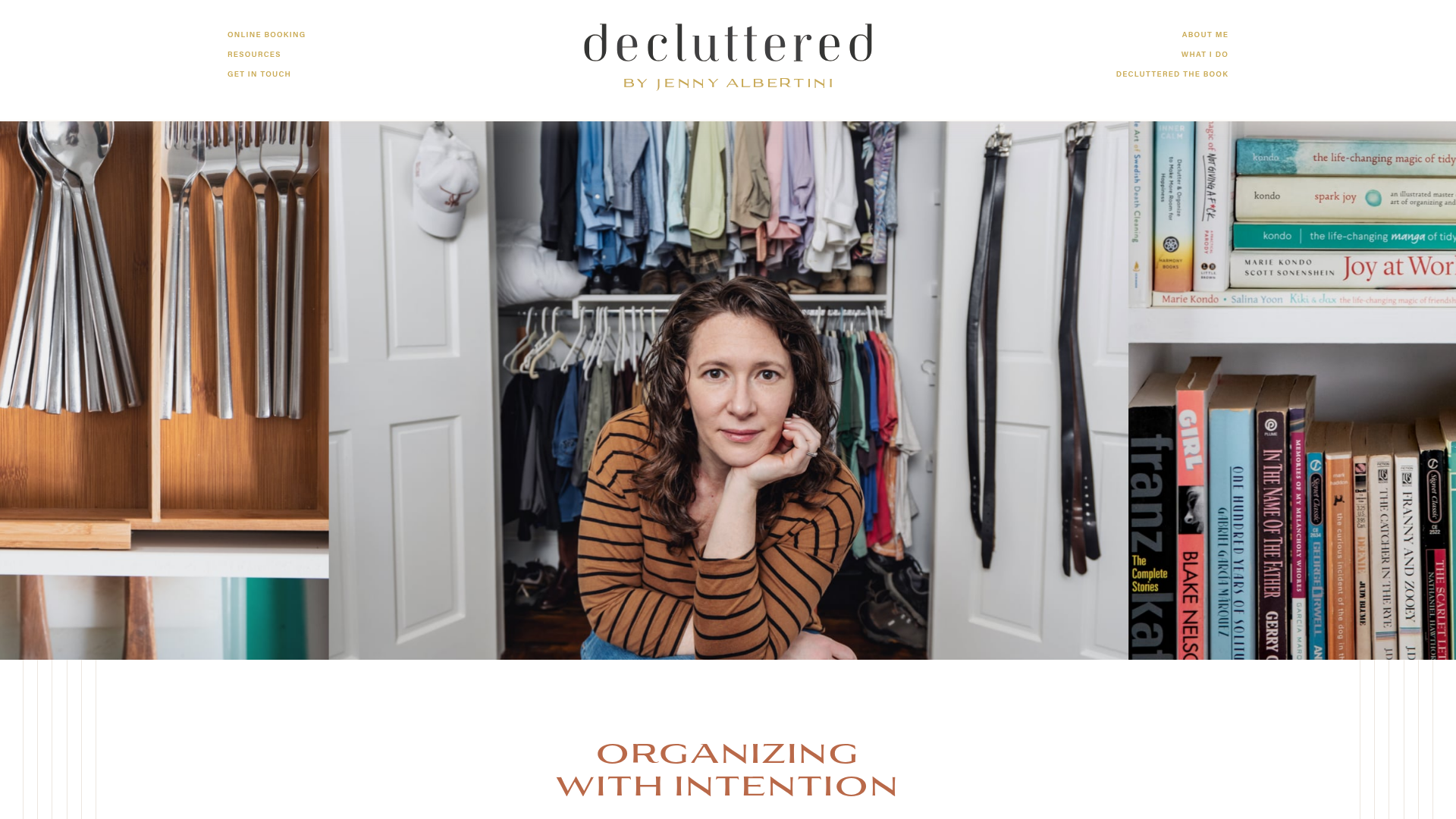 Decluttered by Jenny Albertini website homepage introducing her 'Organizing with Intention' approach