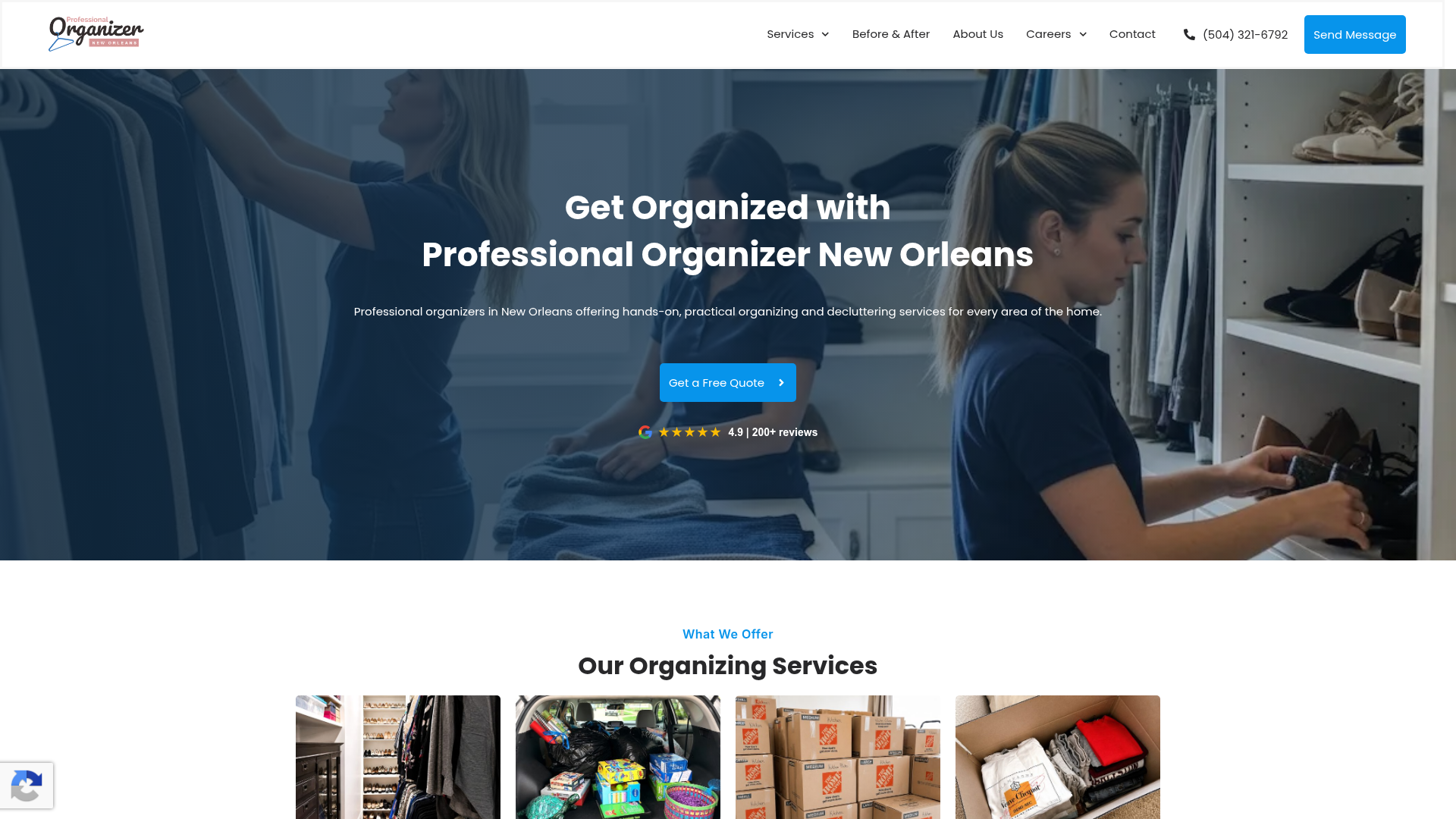 Professional Organizer New Orleans website homepage