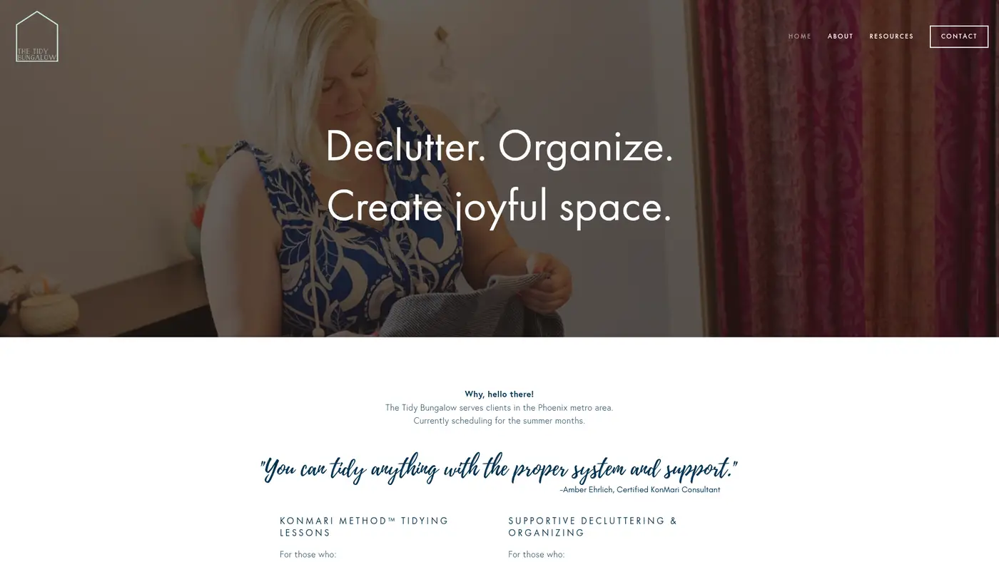 The Tidy Bungalow website screenshot