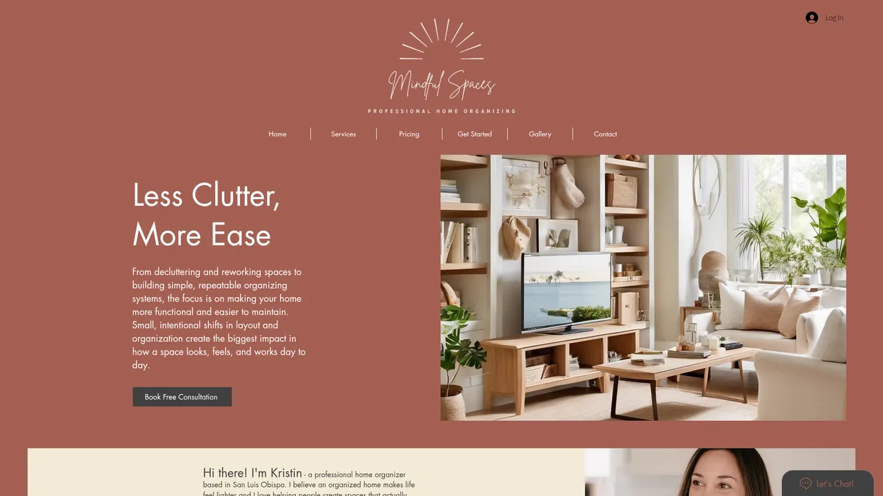 Mindful Spaces SLO homepage screenshot